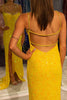 Load image into Gallery viewer, Sparkly Yellow Sheath Long Prom Dress With Slit