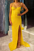 Load image into Gallery viewer, Sparkly Yellow Sheath Long Prom Dress With Slit