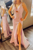 Load image into Gallery viewer, Glitter Blush Mermaid V Neck Long Prom Dress With Slit