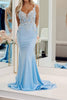 Load image into Gallery viewer, Light Blue Mermaid Long Prom Dress With Appliques