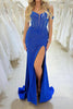 Load image into Gallery viewer, Glitter Royal Blue Mermaid Long Corset Prom Dress With Slit