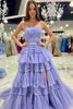 Load image into Gallery viewer, Glitter Beige Strapless Tulle Long Tiered Prom Dress with Slit