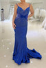 Load image into Gallery viewer, Sparkly Royal Blue Mermaid Long Prom Dress With Sequins