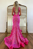 Load image into Gallery viewer, Sparkly Champagne Deep V Neck Sequin Mermaid Prom Dress