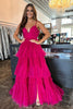 Load image into Gallery viewer, Red Tulle Spaghetti Straps Long Prom Dress