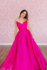 Load image into Gallery viewer, Fuchsia A-Line Sweetheart Sleeveless Satin Long Prom Dress