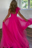 Load image into Gallery viewer, Fuchsia A-Line One Shoulder Long Tulle Prom Dress with Ruffles