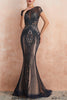 Load image into Gallery viewer, Luxurious Mermaid Sparkly Jewel Neck Champagne Prom Dress with Beading