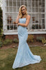 Load image into Gallery viewer, Blue Spaghetti Straps Backless Prom Dress