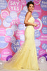 Load image into Gallery viewer, Yellow Mermaid Open Back Prom Dress With Appliques