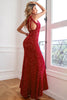 Load image into Gallery viewer, Fuchsia Sequin Long Prom Dress with Slit