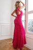 Load image into Gallery viewer, Dark Red One Shoulder Glitter Sequins Long Prom Dress With Slit