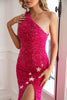 Load image into Gallery viewer, Fuchsia Stars Sequins Prom Dress