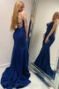 Load image into Gallery viewer, Sparkly Navy Beaded Mermaid Backless Long Prom Dress