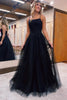 Load image into Gallery viewer, Black A-Line Tulle Long Prom Dress with Lace