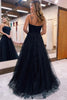 Load image into Gallery viewer, Black A-Line Tulle Long Prom Dress with Lace