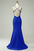 Load image into Gallery viewer, Glitter Royal Blue Beaded Long Mermaid Prom Dress with Appliques