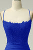 Load image into Gallery viewer, Glitter Royal Blue Beaded Long Mermaid Prom Dress with Appliques