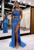 Load image into Gallery viewer, Mermaid One Shoulder Orange Cut Out Prom Dress with Split Front