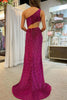 Load image into Gallery viewer, Mermaid One Shoulder Orange Cut Out Prom Dress with Split Front