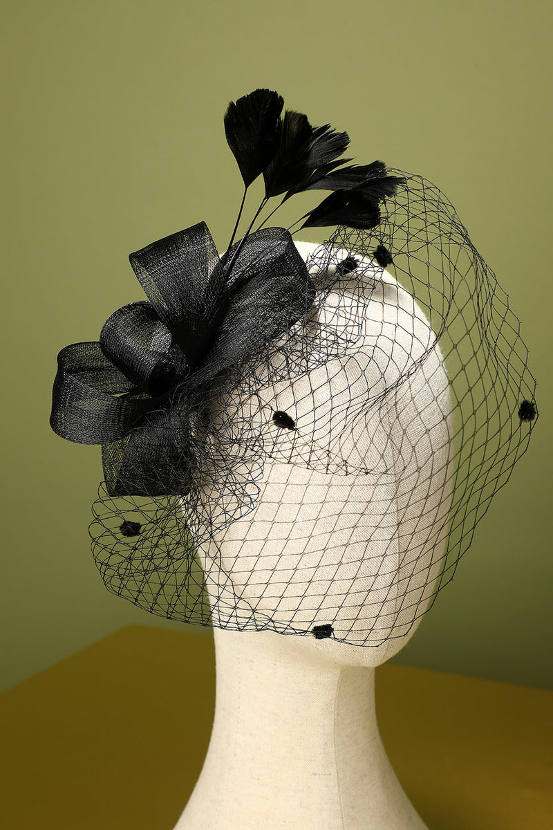 Load image into Gallery viewer, Black 1920s Feather Headband