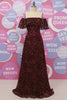 Load image into Gallery viewer, Burgundy Flower Off The Shoulder Evening Dress