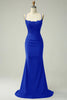 Load image into Gallery viewer, Royal Blue Mermaid Halter Long Prom Dress With Appliques