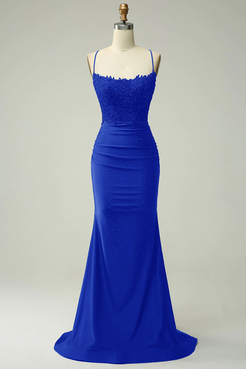 Royal Blue Mermaid Halter Long Prom Dress With Appliques