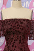 Load image into Gallery viewer, Burgundy Flower Off The Shoulder Evening Dress