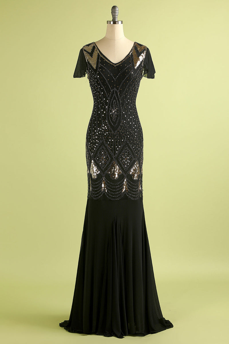 Load image into Gallery viewer, Burgundy Long 1920s Sequins Flapper Formal Dress