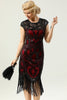 Load image into Gallery viewer, Black Sleeveless Sequin Fringe 1920 Dress