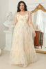 Load image into Gallery viewer, Plus Size Champagne Long Prom Dress With Embroidery