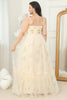 Load image into Gallery viewer, Plus Size Champagne Long Prom Dress With Embroidery