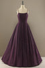 Load image into Gallery viewer, Charming Purple A Line Satin Spaghetti Straps Long Prom Dress With Slit