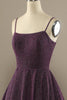 Load image into Gallery viewer, Charming Purple A Line Satin Spaghetti Straps Long Prom Dress With Slit