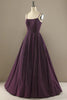 Load image into Gallery viewer, Charming Purple A Line Satin Spaghetti Straps Long Prom Dress With Slit