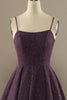 Load image into Gallery viewer, Charming Purple A Line Satin Spaghetti Straps Long Prom Dress With Slit