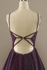 Load image into Gallery viewer, Charming Purple A Line Satin Spaghetti Straps Long Prom Dress With Slit