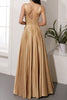 Load image into Gallery viewer, Champagne Satin Long Prom Dress with Slit