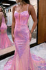 Load image into Gallery viewer, Sparkly Pink Sequin Long Mermaid Corset Prom Dress