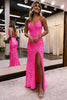 Load image into Gallery viewer, Sheath Spaghetti Straps Orange Sequins Long Prom Dress with Criss Cross Back