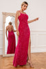 Load image into Gallery viewer, Hot Pink Spaghetti Straps Sequin Prom Dress