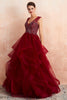 Load image into Gallery viewer, A-Line Burgundy Sequins Prom Dress With Beading