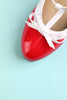 Load image into Gallery viewer, Vintage Red T-Strap Heels