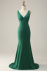 Load image into Gallery viewer, Mermaid V Neck Green Long Prom Dress with Beading