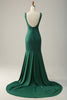 Load image into Gallery viewer, Mermaid V Neck Green Long Prom Dress with Beading