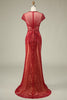 Load image into Gallery viewer, Gorgeous Mermaid Jewel Neck Burgundy Prom Dress with Beading