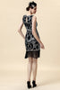 Load image into Gallery viewer, Scoop Neck Black Silver 1920s Dress