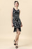 Load image into Gallery viewer, Scoop Neck Black Silver 1920s Dress