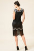 Load image into Gallery viewer, Sequins Black Fringe 1920s Dress With 20s Accessories Set